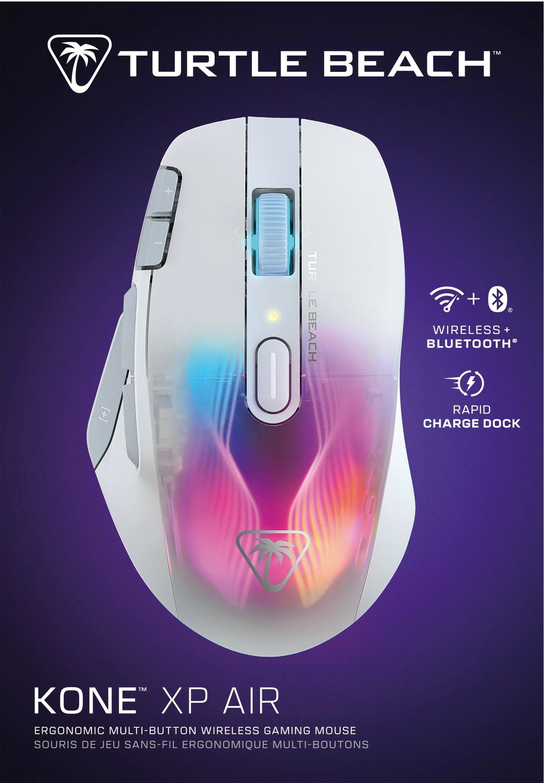 Maus Turtle Beach Kone XP Air, wireless, RGB, i bardhë