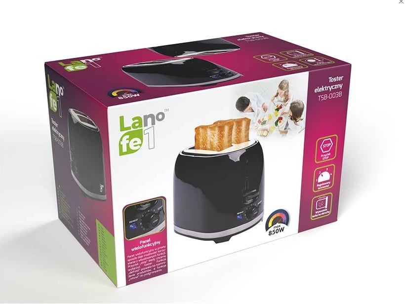 Tostier elektrik Lafe TSB003B, 2 feta, 850W, i zi/inox