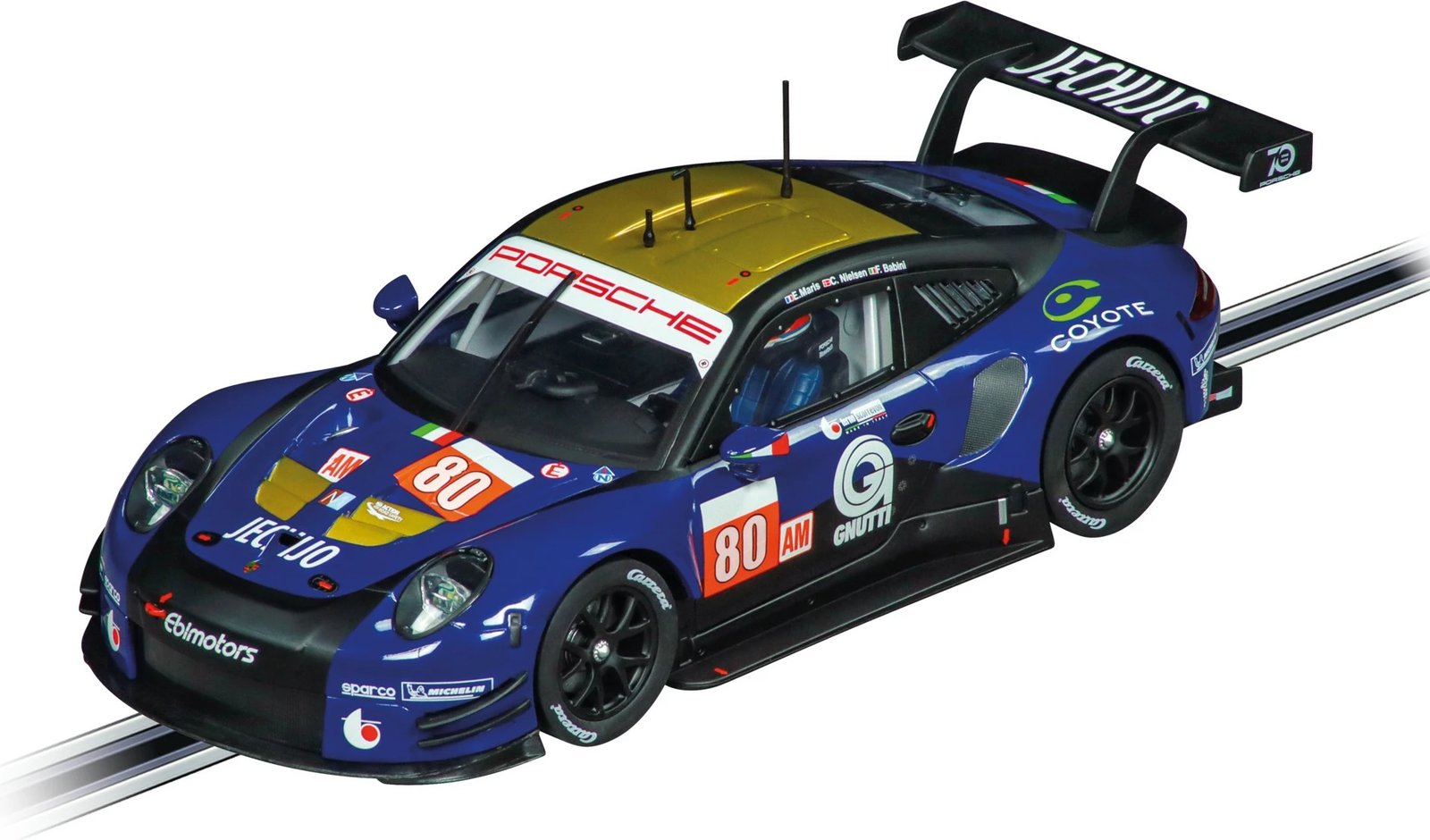 Makina drift Carrera Porsche 911 RSR "Ebimotors, No.80", elektrike, 1:24, ngjyrë zezë dhe kaltër