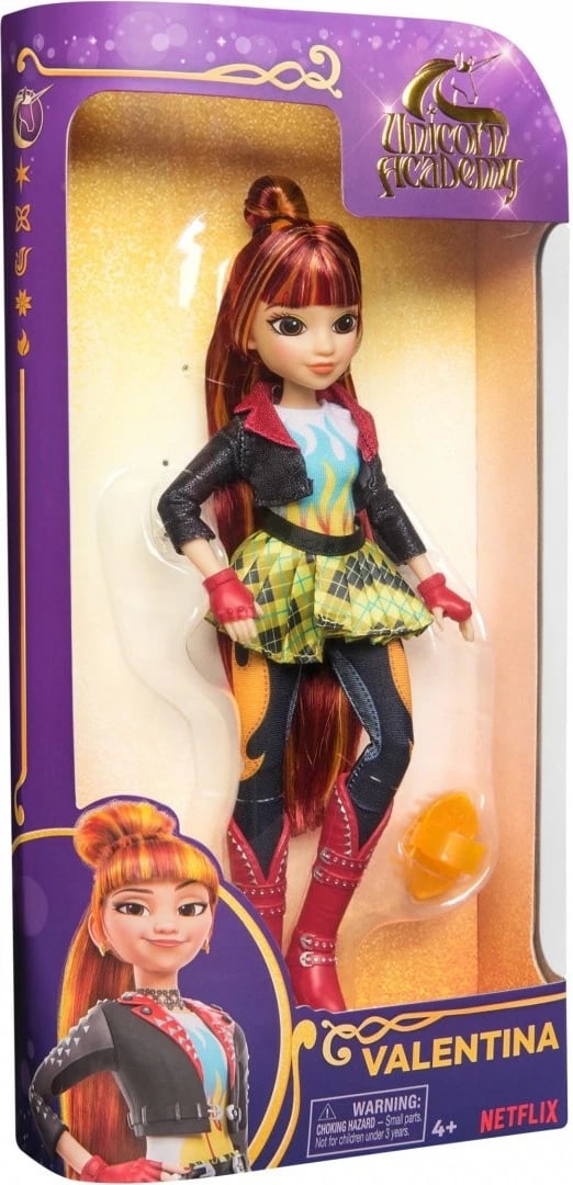 Kukull Unicorn Academy Spin Master Valentina 23cm me aksesorë, për vajza