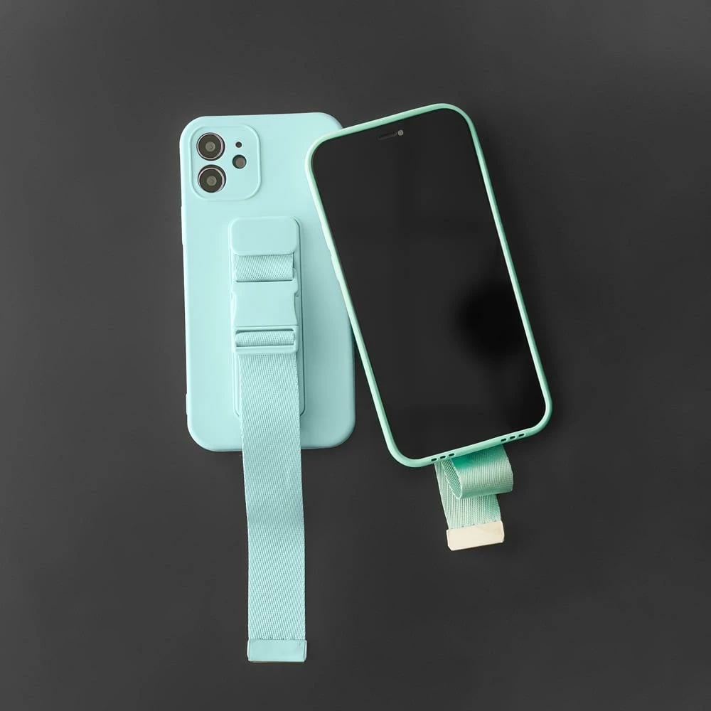 Mbështjellës silikoni Hurtel Rope Case me rrip, për Samsung Galaxy S22 Ultra, Zi