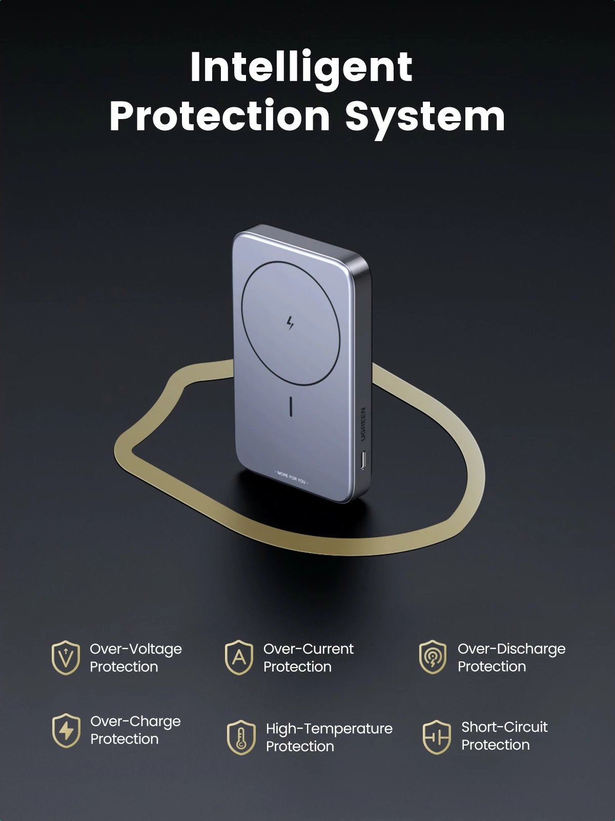 Powerbank Ugreen 10000mAh Mini Wireless 20W me MagSafe, gri