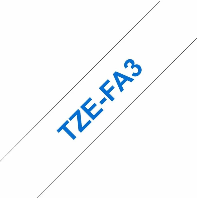 Kasetë tekstili Brother TZe-FA3, 12mm, 3m, kaltër në të bardhë