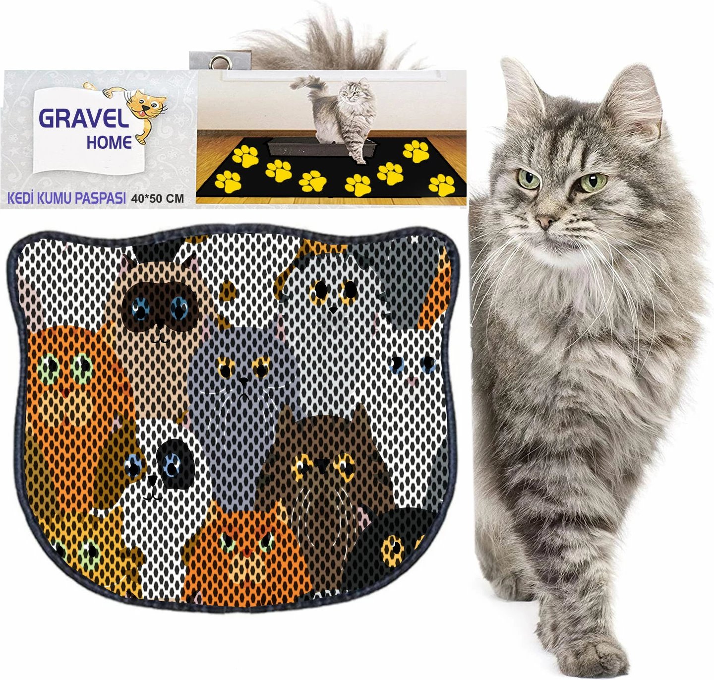 Tapet për rërë të maceve, shumëngjyrësh, Kdkafa0008