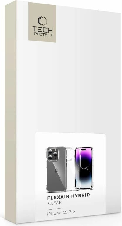Mbështjellës Tech-Protect FlexAir Hybrid për iPhone 15 Pro, Transparent
