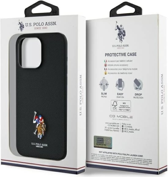 Mbështjellës U.S. Polo Assn. USHCP15XPEMK për iPhone 15 Pro Max 6.7", i zi