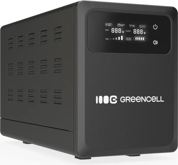 Kasë UPS Green Cell PowerCore UPSLPPC1000, 1000W/1500VA, 12VDC, e zezë