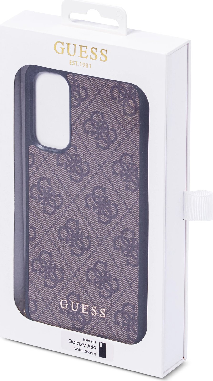 Mbështjellës Guess 4G Charms për Samsung Galaxy A34 5G, kafe