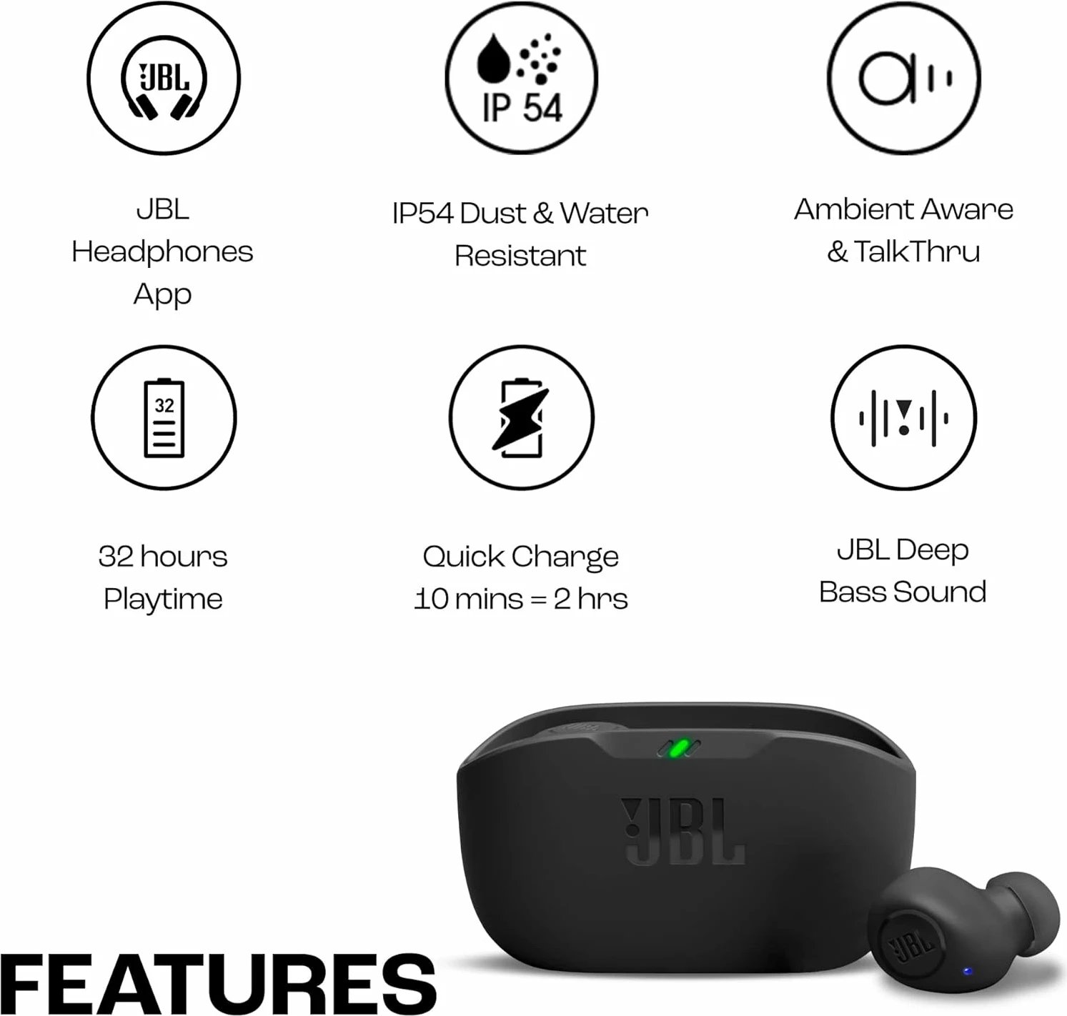 Kufje JBL Wave Buds TWS, Black