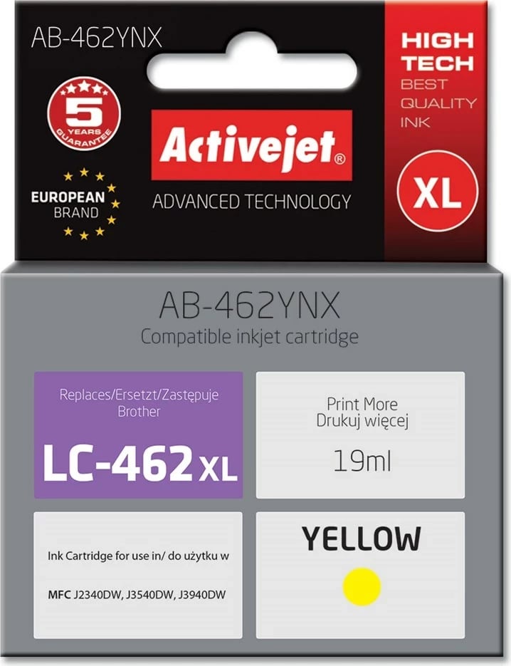 Toner Activejet AB-462YNX për printer Brother, 19 ml, Verdhë