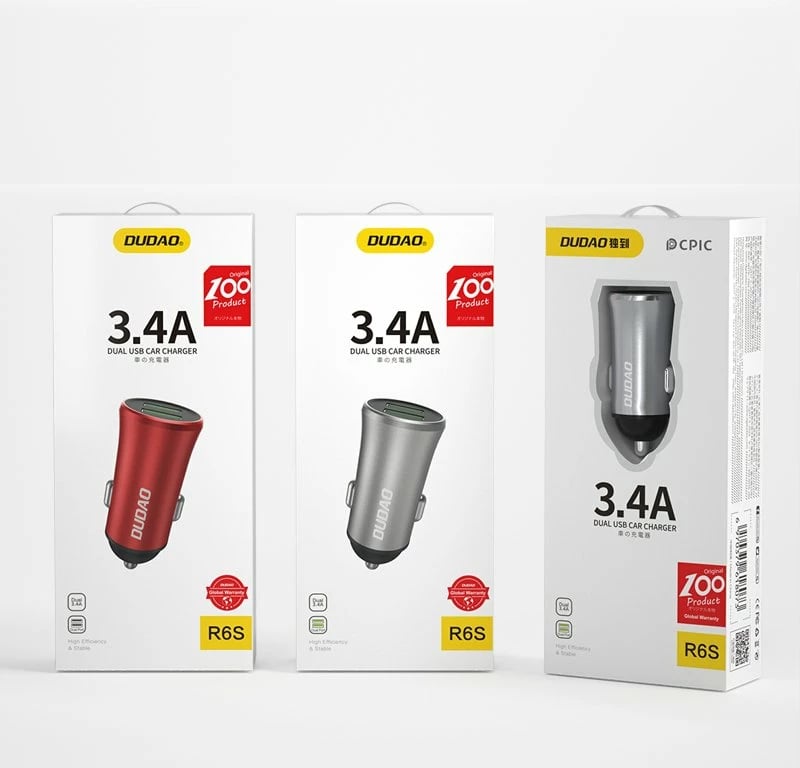 Karikues veture Dudao R6S, 2x USB, 3.4A, argjendtë