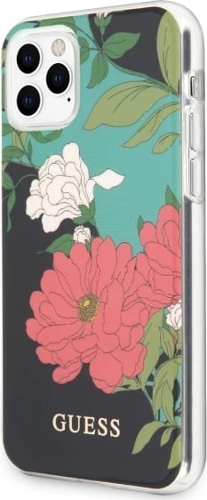 Mbështjellës Guess GUHCN65IMLFL01 për iPhone 11 Pro Max, Flower Collection, zi