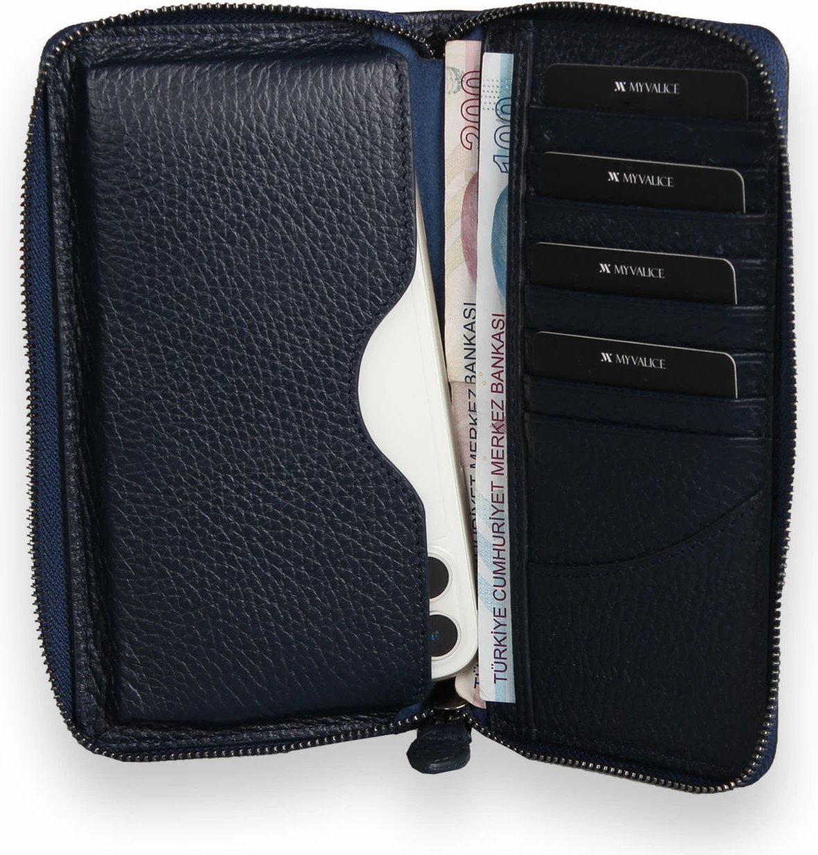 Portofol lëkure origjinale, ngjyrë navy blue, Zoozie Bags, 4595