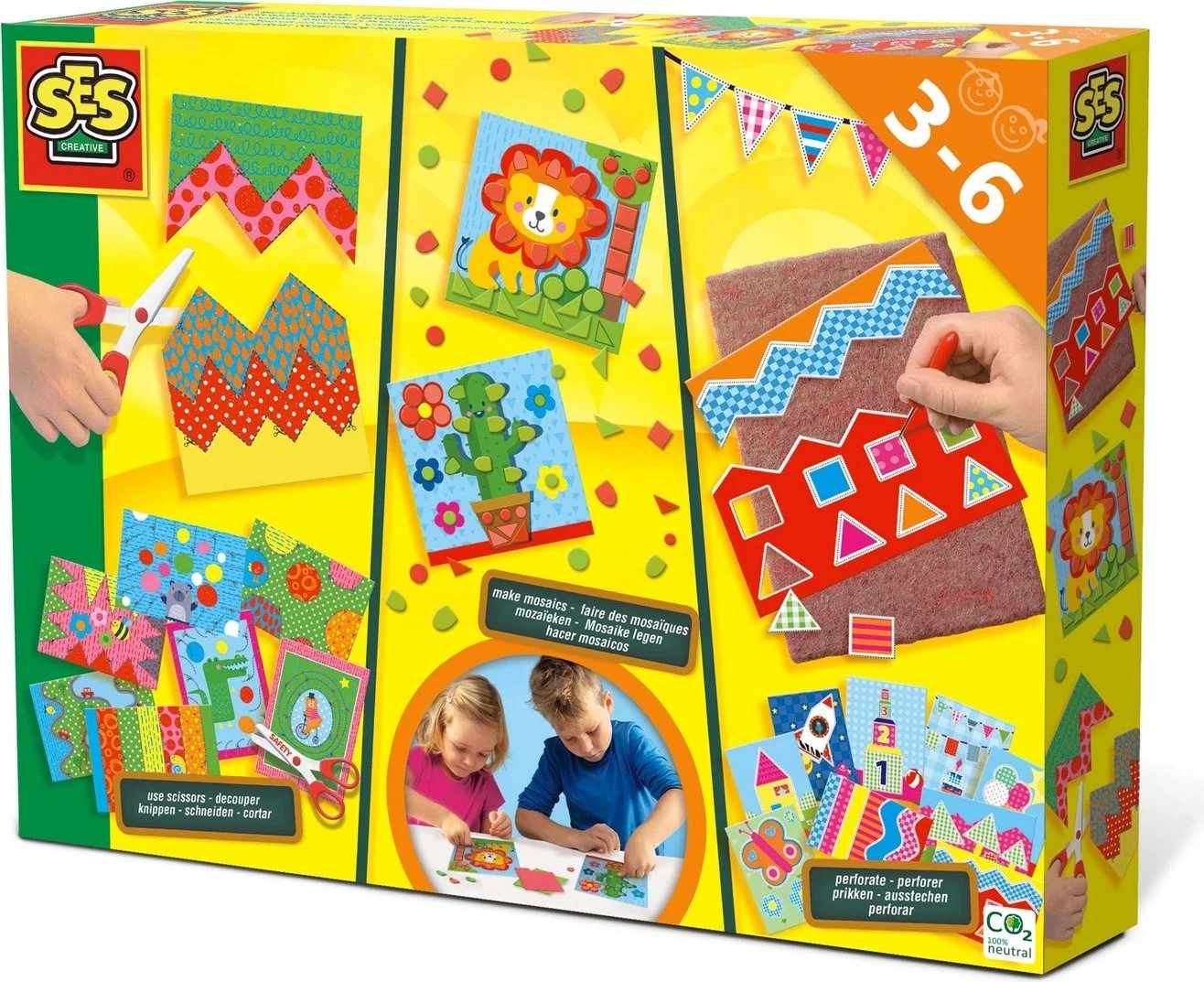 Set kreativ për fëmijë SES Creative, për prerje, mozaik dhe perforim, shumëngjyrësh