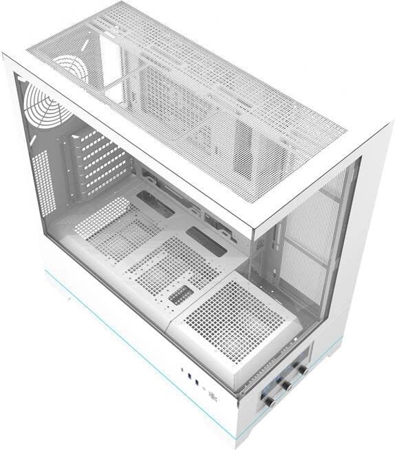 Kasë Darkflash DY451, Big Tower, pa ventilatorë, xham i temperuar, e bardhë