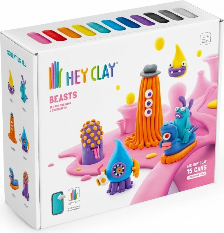 Set plasteline Hey Clay Bestie, Tm Toys, 15 kanaçe, 11 ngjyra