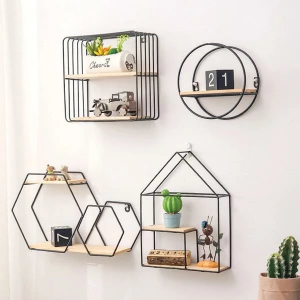 Raft muri Nextdeco minimal heksagonal, (H25x25x12cm),  i zi, 