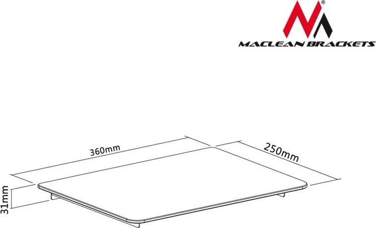 Raft muri Maclean MC-629 për DVD, konzolë, TV tuner, 360x250mm, i zi
