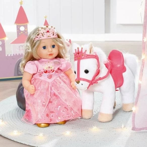 Lodër poni Baby Annabell Little Cute, Zapf, 36cm, me efekte zanore, rozë/bardhë
