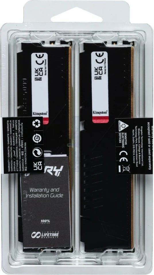 RAM Memorje Kingston Fury Beast DDR5, 32GB (2x16GB), 6400MHz, CL32, e zezë