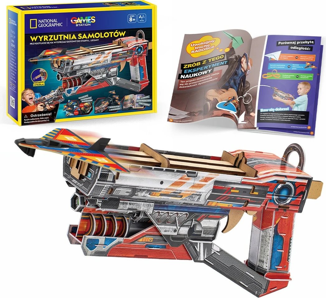 Puzzle 3D Cubic Fun National Geographic Airplane Launcher, për fëmijë, Shkumë