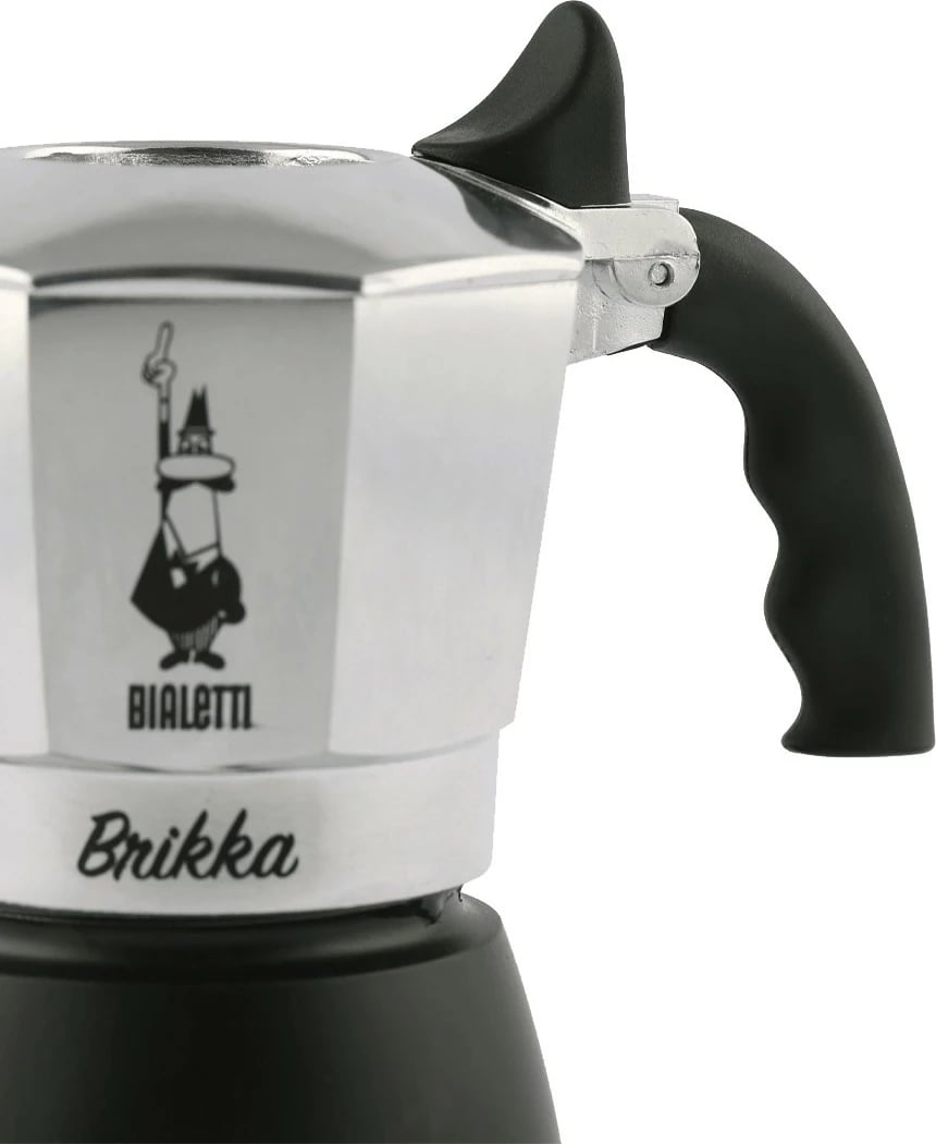 Moka pot Bialetti Brikka 2023, 4 filxhana, alumini, e zezë/inoks