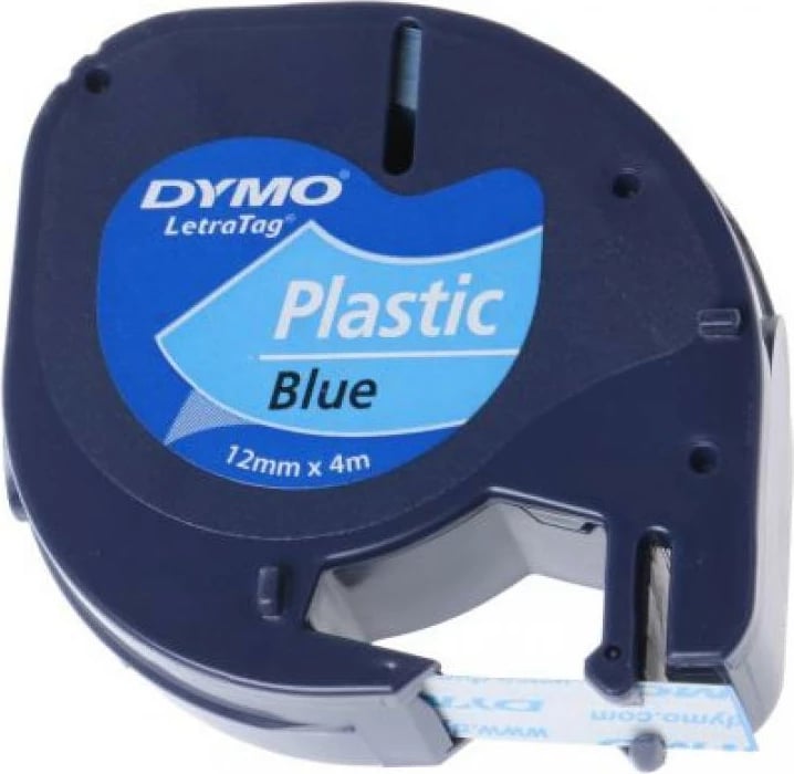 Shirit etiketimi, Dymo, LetraTag 91225 (S0721650), plastik 12mm x 4m, blu