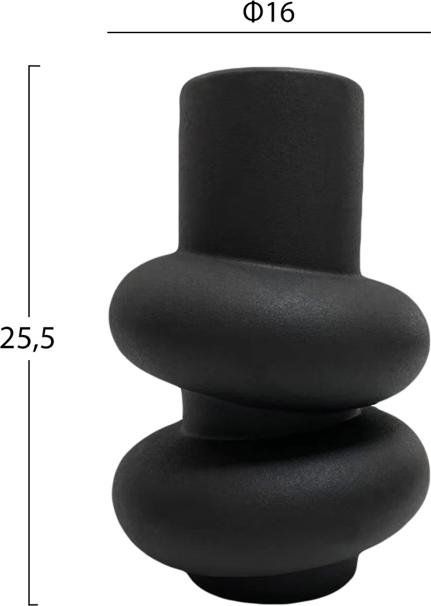 Dekor tavoline qeramike, ngjyrë e zezë mat, FH4627.02, Φ16x25.5H cm