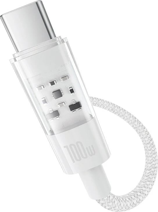 Kabllo USB Baseus Gem, USB A në USB C, 2 m, 100 W, Bardhë