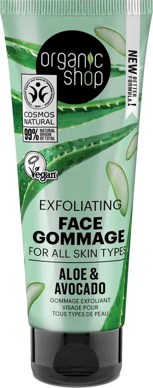 Exfoliant për fytyrë Organic Shop Aloe & Avocado 75ml