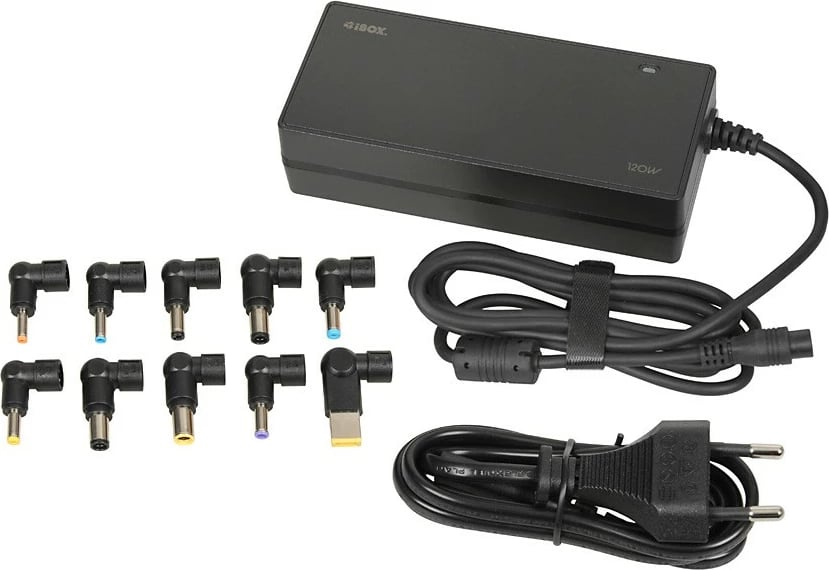 Furnizues universal energjie për laptop, iBOX IUZ120WA, 120W, 10 konektorë, i zi