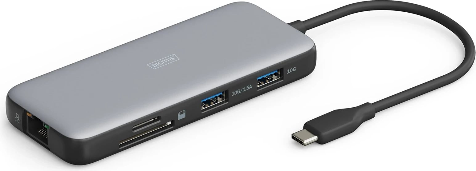 Stacion docking USB-C Digitus DA-70915, 8 porta, alumini