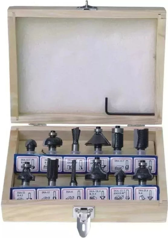 Set mjetesh DEDRA 0780 për bluarje dhe lëmim, 12 copë, për dru