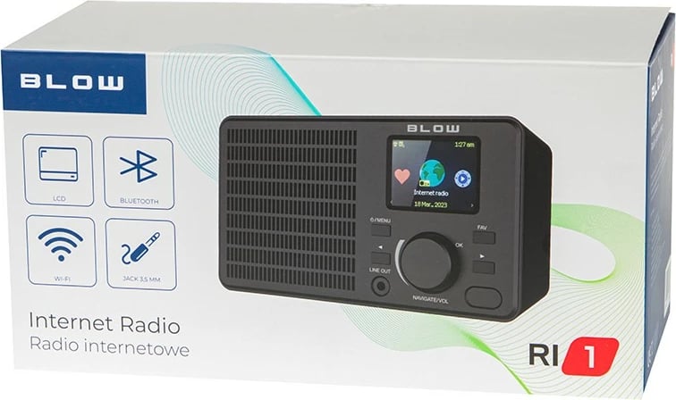 Radio interneti portative BLOW RI1, Mono, Bluetooth & WiFi, E zezë