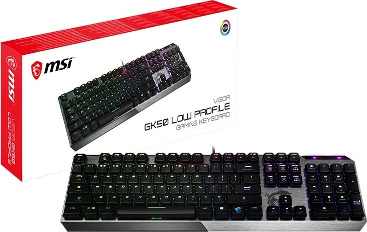 Tastierë gaming MSI VIGOR GK50 Low Profile, mekanike, RGB, USB, e zezë/metalike