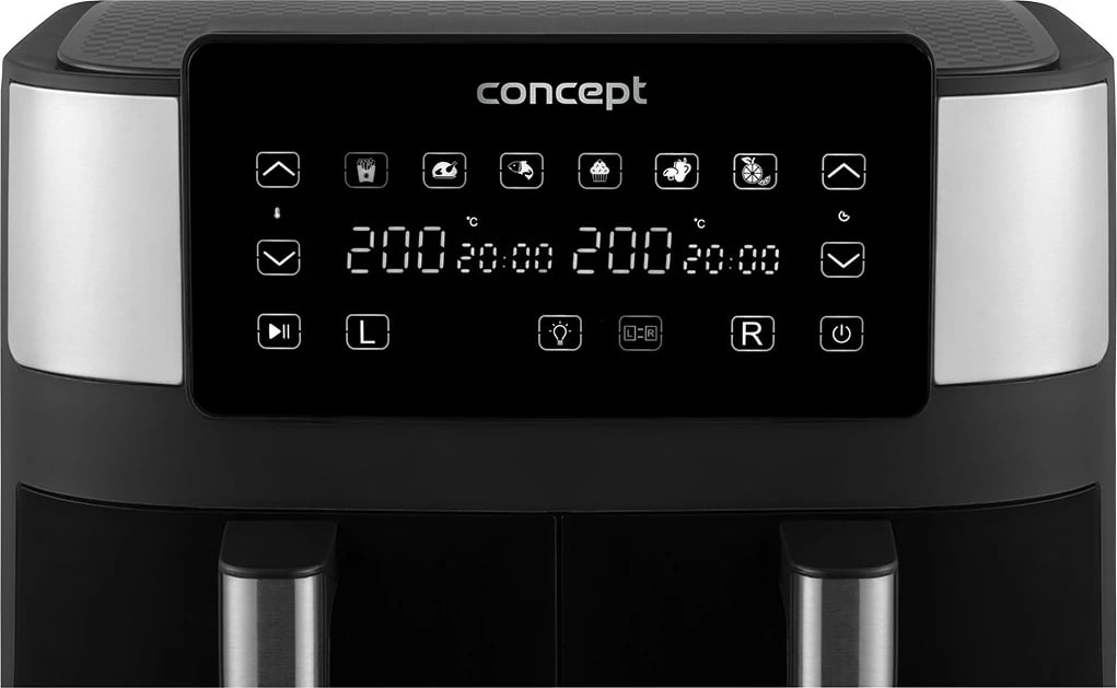 Fritezë me ajër Concept FR8000, 8L, dy kosha, e zezë/inox