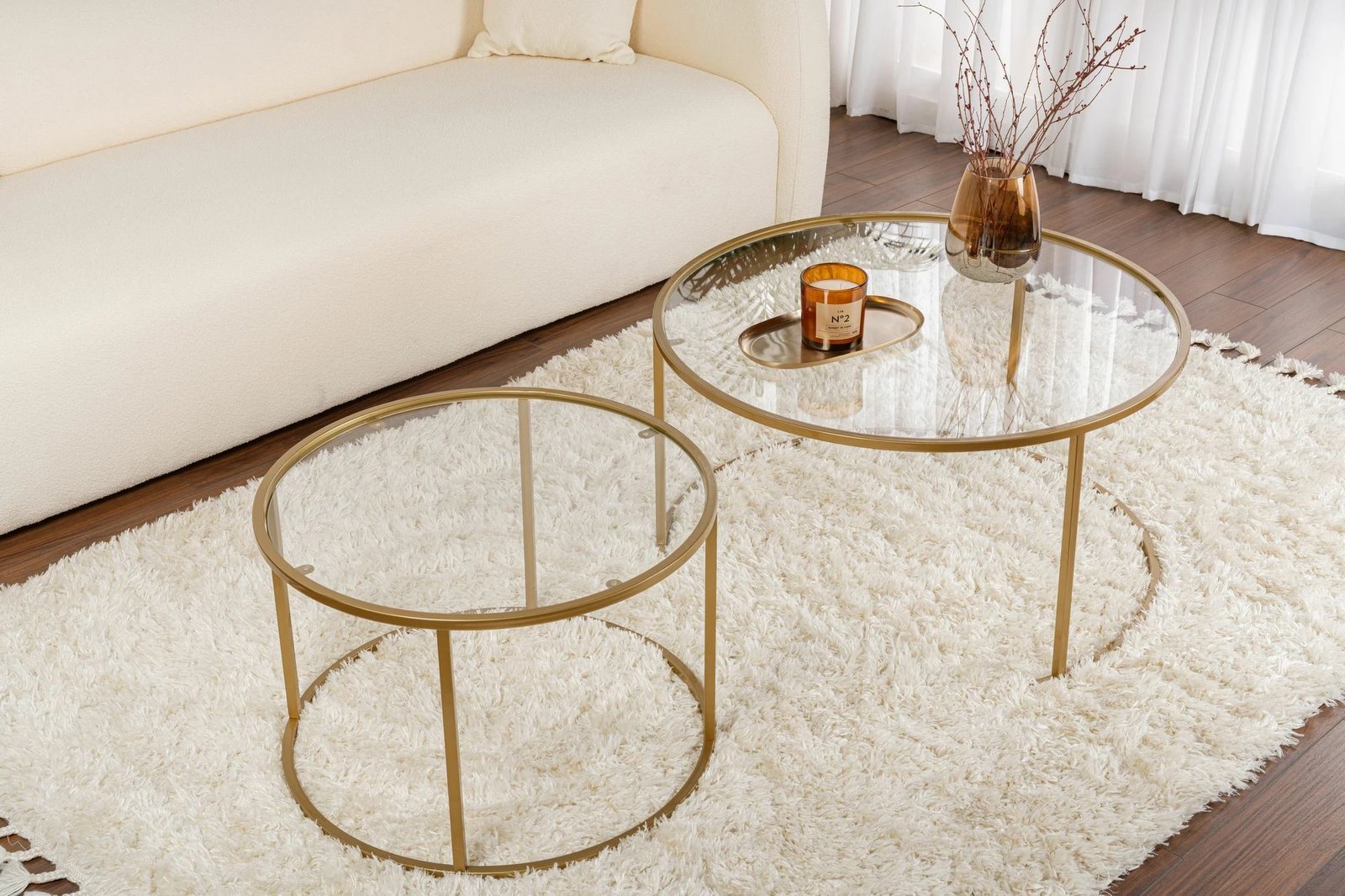 Set tavolinash kafeje Nordure, Aurum - 80, 60 - ngjyrë ari, transparente