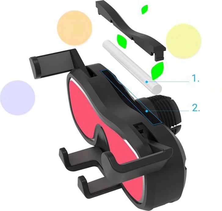 Mbajtës graviteti për celular Hurtel YC06, për ventilator të makinës, me aromatizues, argjend