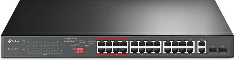 Switch TP-LINK TL-SL1226P, 24-Port PoE+, 2-Port Gigabit, Gri