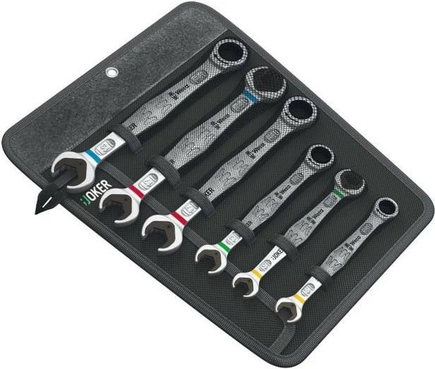 Set çelësa kombinues Wera Joker 6 copë, çelik inox, mat, me mbështjellës, Gjermani