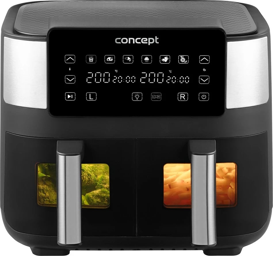 Fritezë me ajër Concept FR8000, 8L, dy kosha, e zezë/inox