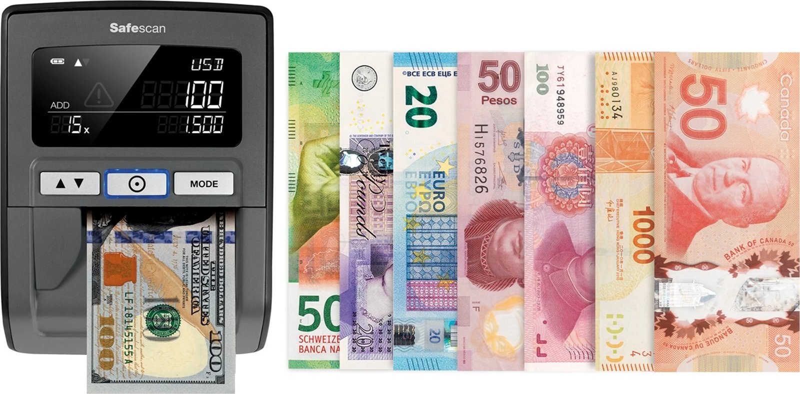 Detektor bankënotash SAFESCAN 185-S, LCD, i zi