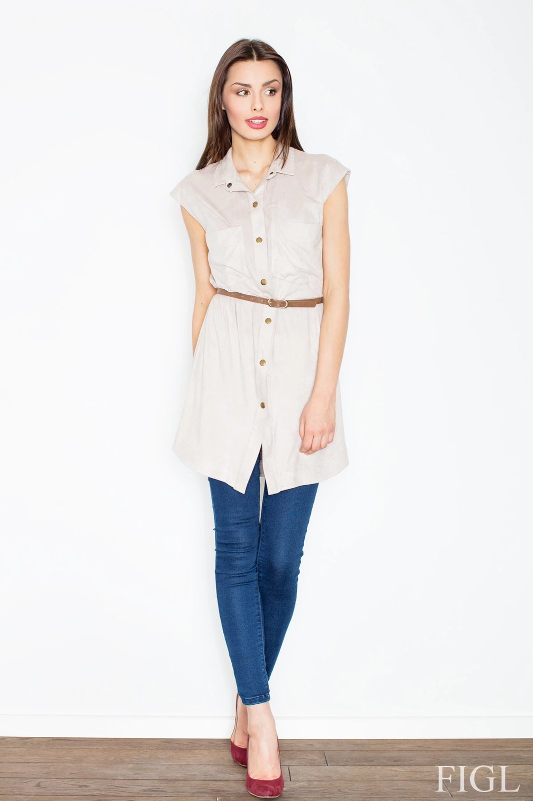 Fustan për femra Figl 52579, beige