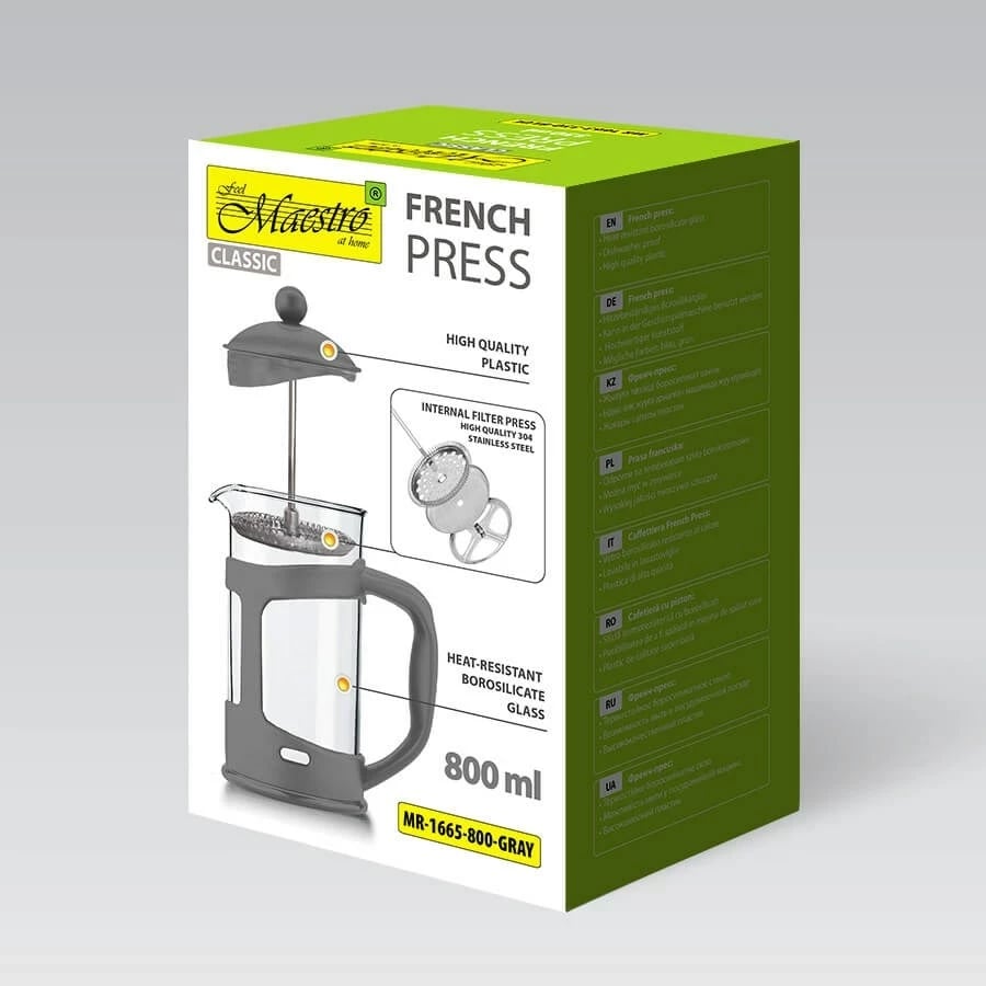 French press Maestro MR-1665, 800 ml, Gri