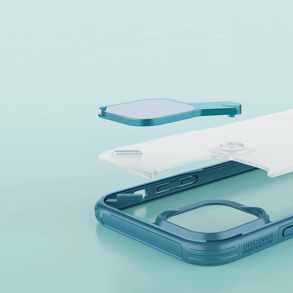 Mbështjellës Nillkin Cyclops Case për iPhone 13 Pro Max, me kapak kamere dhe mbajtëse, i zi