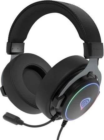 Kufje GENESIS NEON 764 RGB me mikrofon, USB, Të zeza