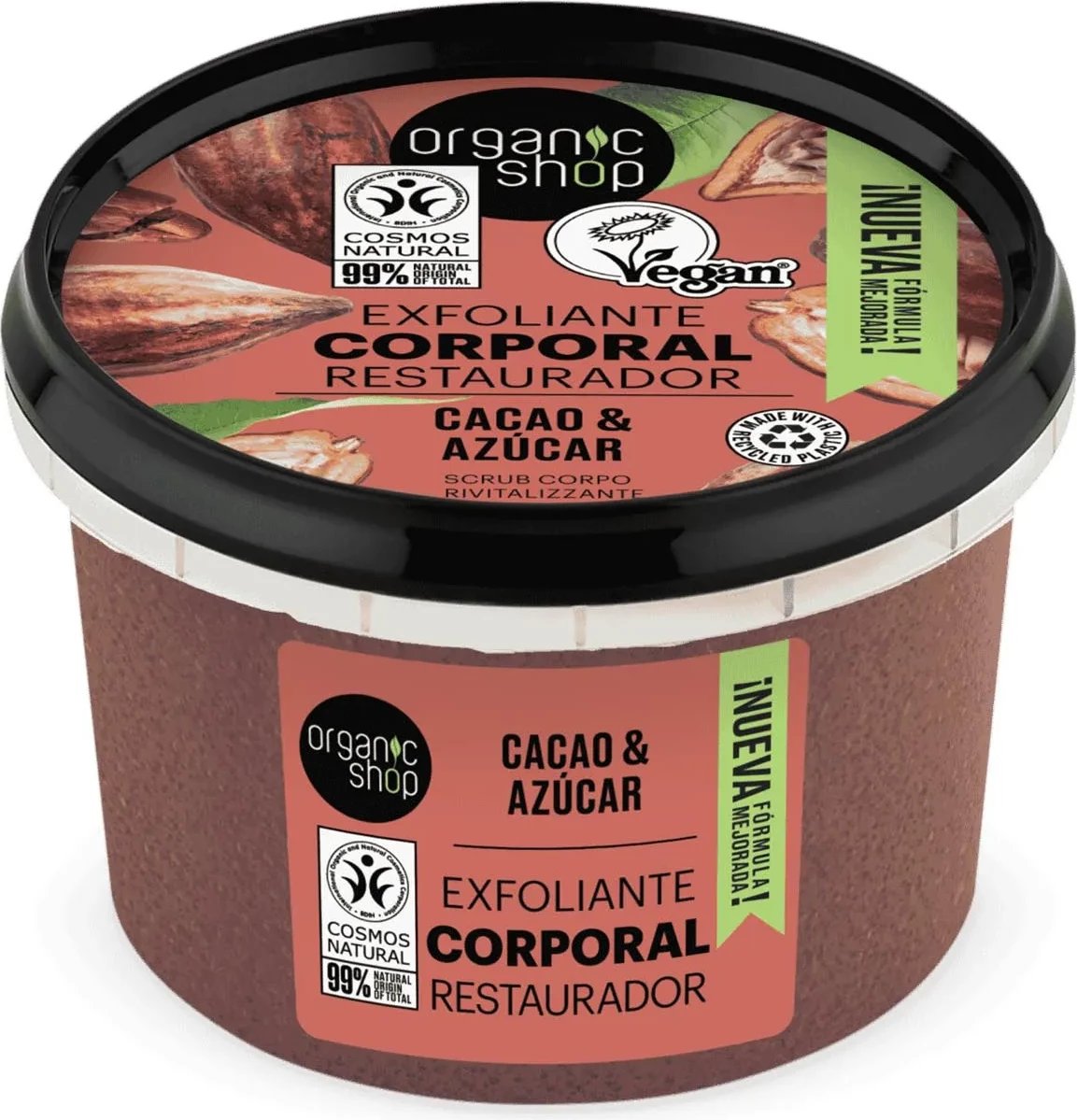 Eksfoliant trupi unisex Organic Shop Cacao & Azúcar