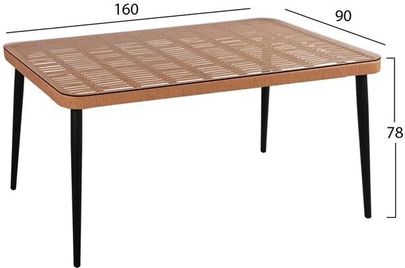 Set kopshti tavolinë & karrige Allegra Wicker FH10496, 7 pjesë, bezhë/të zeza