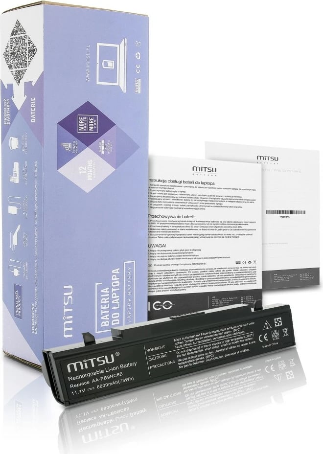 Bateri laptop Mitsu për Samsung R460, R519, 6600 mAh, 11.1V, e zezë