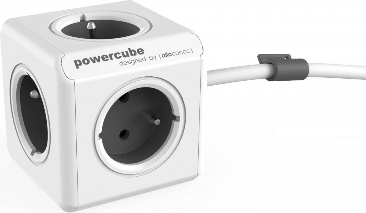 Zgjatues elektrik Allocacoc PowerCube Extended 1.5m, 5 dalje, Gri/Bardhë